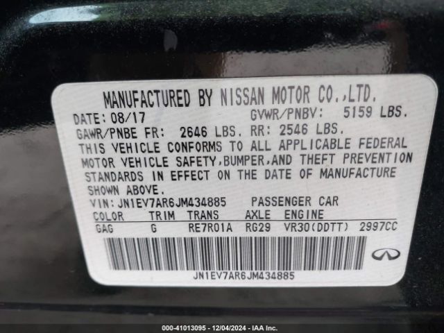 JN1EV7AR6JM434885 Infiniti Q50 3.0t Luxe