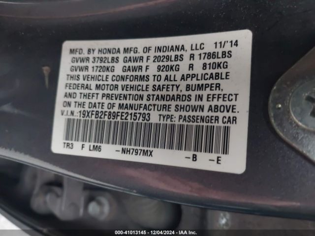 Honda CIVIC EX 2015 19XFB2F89FE215793 Image 9
