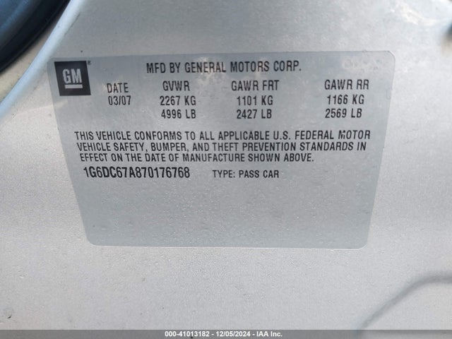 2007 CADILLAC STS 1G6DC67A870176768 Photo 8