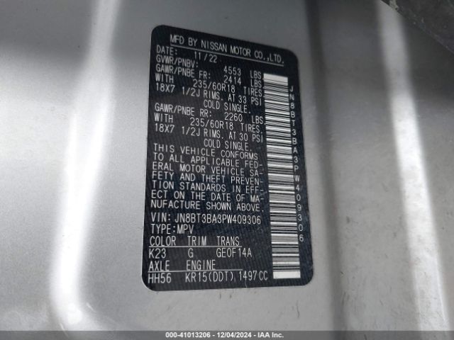 JN8BT3BA3PW409306 Nissan Rogue Sv Fwd
