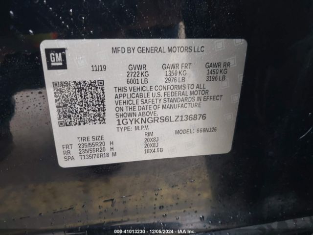 1GYKNGRS6LZ136876 Cadillac Xt5 Awd Sport
