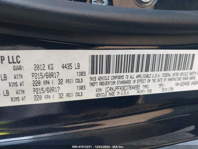 1C4NJPFA3ED764095 Jeep Patriot Latitude