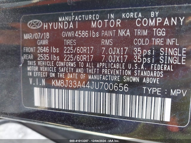 Hyundai TUCSON SEL 2018 KM8J33A44JU700656 Image 9