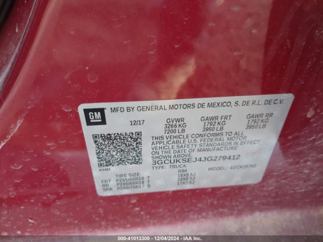 3GCUKSEJ4JG279412 Chevrolet Silverado 1500 1lz
