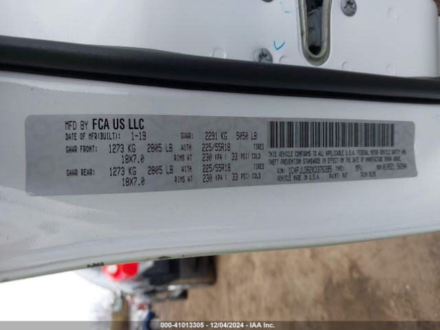 1C4PJLDB2KD376395 Jeep Cherokee Limited Fwd