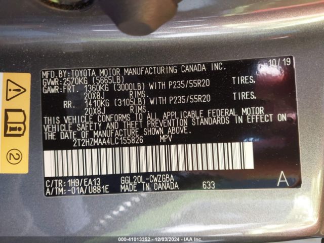 2T2HZMAA4LC155826 Lexus RX 350