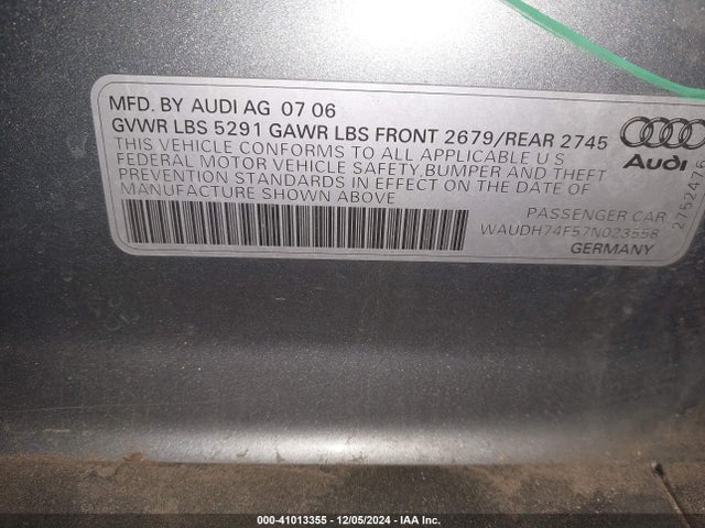 2007 AUDI A6 WAUDH74F57N023558 Photo 8