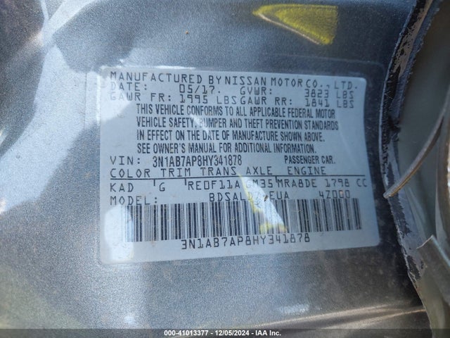 Nissan SENTRA SV 2017 3N1AB7AP8HY341878 Image 9