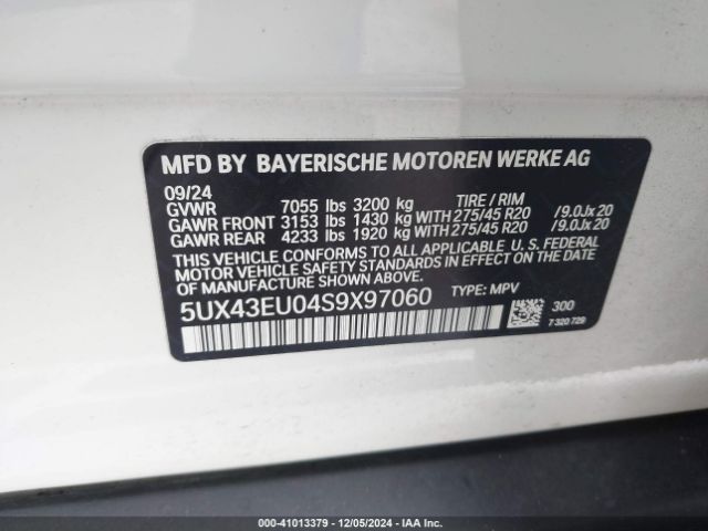 5UX43EU04S9X97060 BMW X5 Phev Xdrive50e