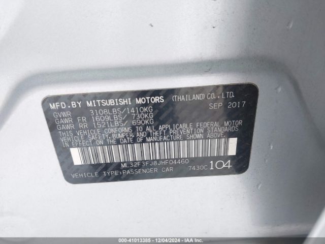 ML32F3FJ8JHF04460 Mitsubishi Mirage G4 Es