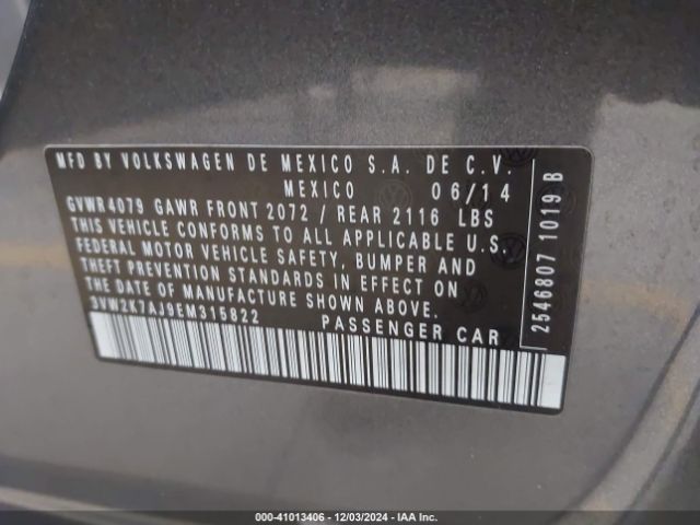 3VW2K7AJ9EM315822 Volkswagen Jetta 2.0l S