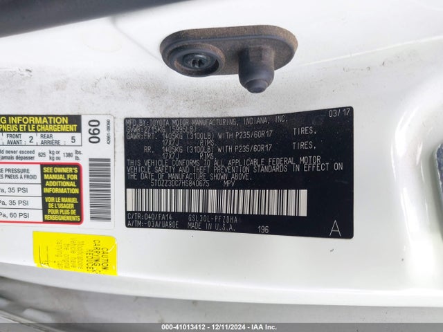 5TDZZ3DC7HS840675 Toyota Sienna L 7 Passenger