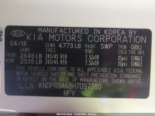 KNDPR3A68H7097380 KIA Sportage Sx Turbo