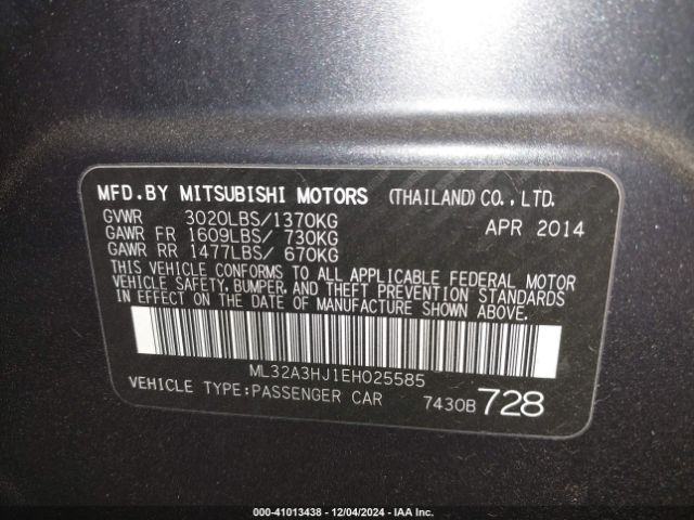 2014 MITSUBISHI MIRAGE ML32A3HJ1EH025585 Photo 8
