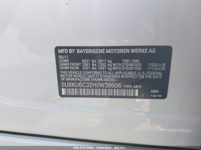 5UXKU6C32H0W38606 BMW X6 Xdrive50i
