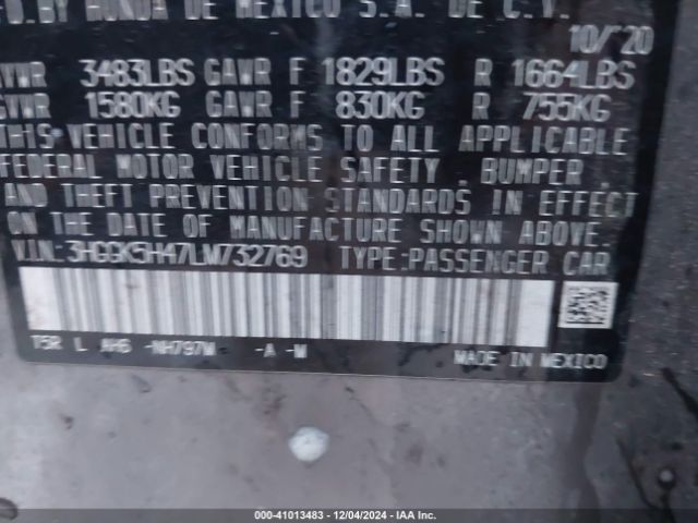 3HGGK5H47LM732769 Honda FIT LX