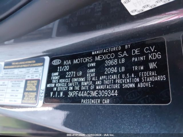 3KPF44AC3ME309344 KIA FORTE GT