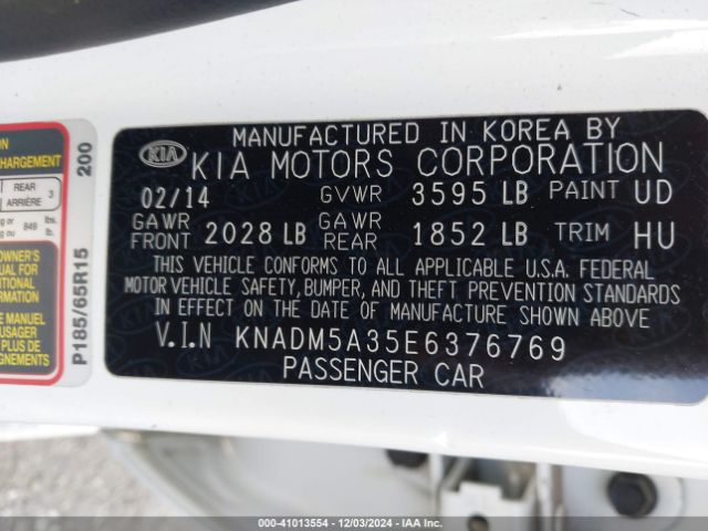 KNADM5A35E6376769 KIA RIO LX