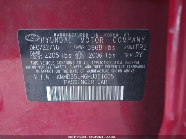 KMHD35LH6HU381005 Hyundai ELANTRA GT