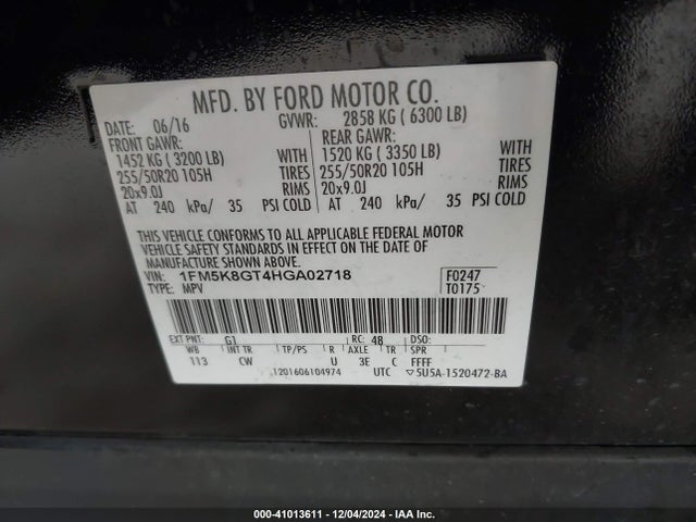 Ford EXPLORER SPORT 2017 1FM5K8GT4HGA02718 Image 9