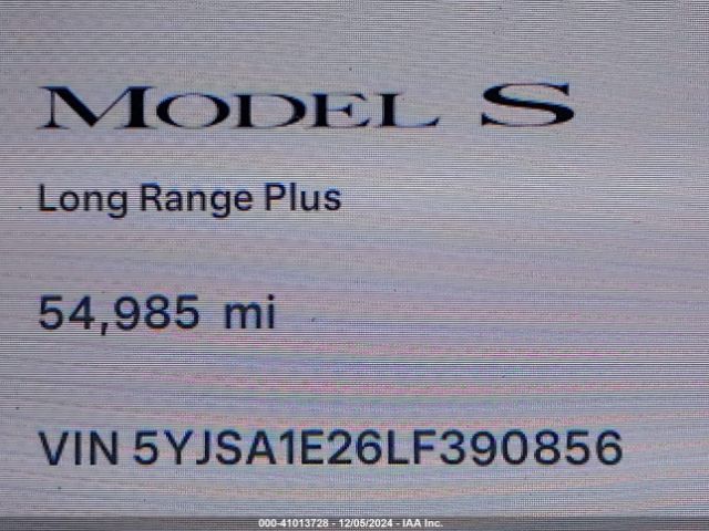 5YJSA1E26LF390856 Tesla Model S Long Range Dual Motor All-wheel Drive/long Range Plus Dual Motor All-wheel Drive