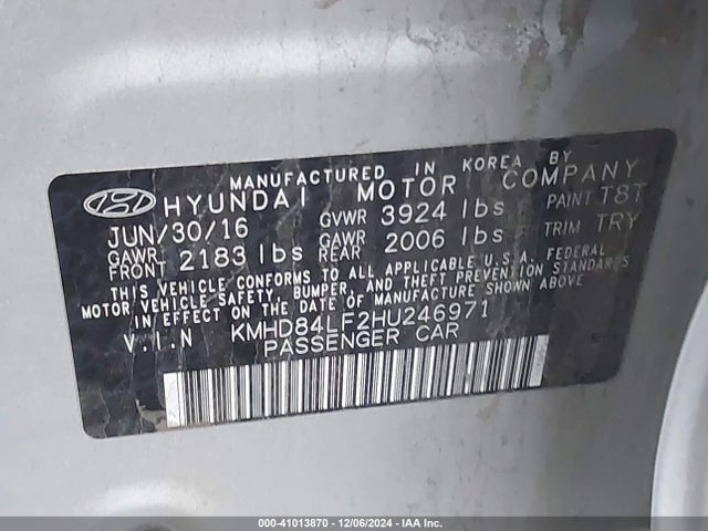 Hyundai Elantra Value Edition 2017 KMHD84LF2HU246971 Image 9