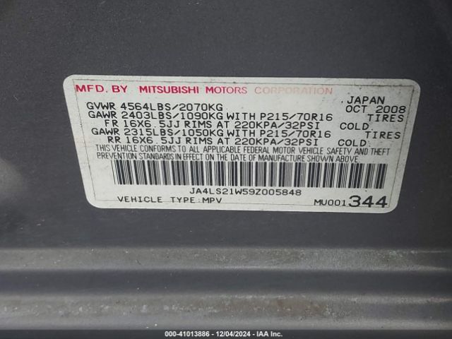 2009 MITSUBISHI OUTLANDER JA4LS21W59Z005848 Photo 8