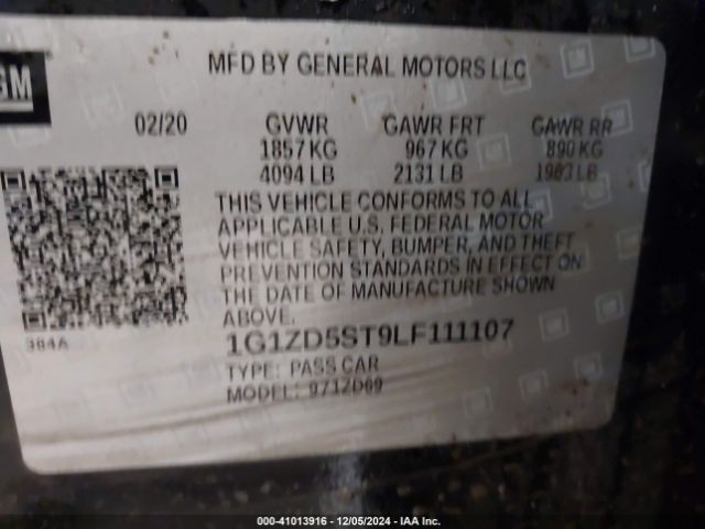 1G1ZD5ST9LF111107 Chevrolet Malibu Fwd Lt