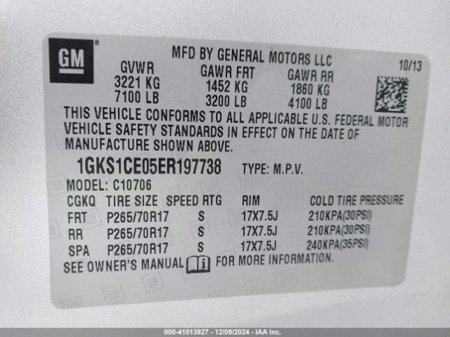 1GKS1CE05ER197738 GMC YUKON SLT