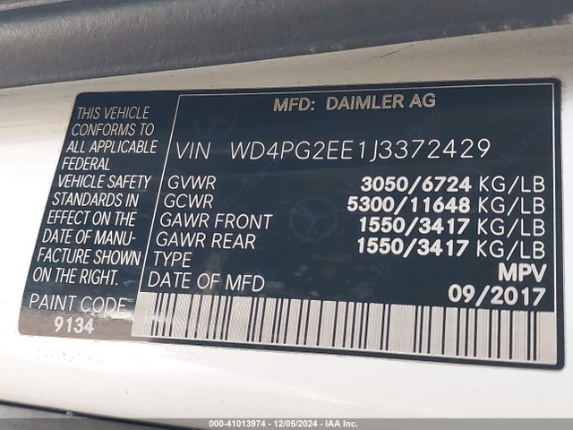 WD4PG2EE1J3372429 Mercedes-Benz Metris