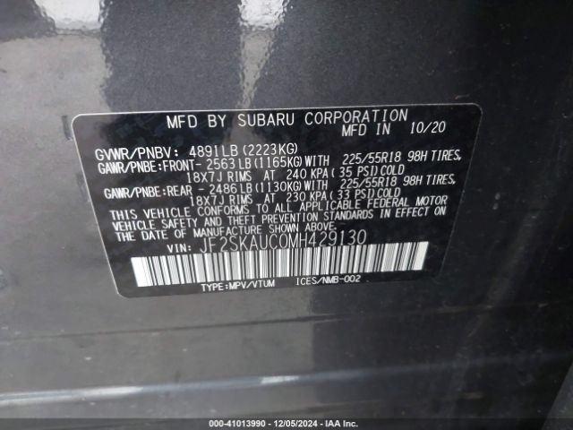 JF2SKAUC0MH429130 Subaru Forester Limited