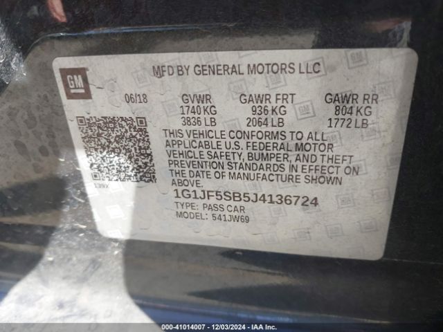 1G1JF5SB5J4136724 Chevrolet Sonic Premier Auto