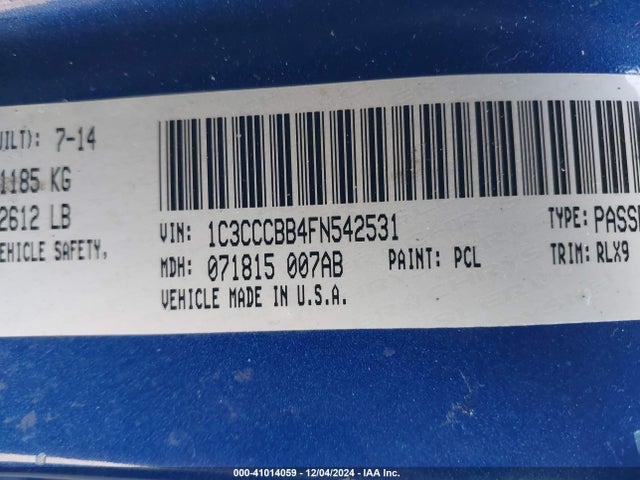 Chrysler 200 S 2015 1C3CCCBB4FN542531 Image 9