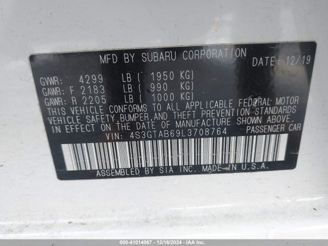 4S3GTAB69L3708764 Subaru Impreza 5-door