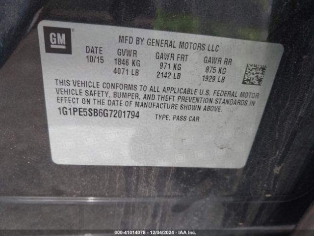1G1PE5SB6G7201794 Chevrolet Cruze Limited 1lt Auto