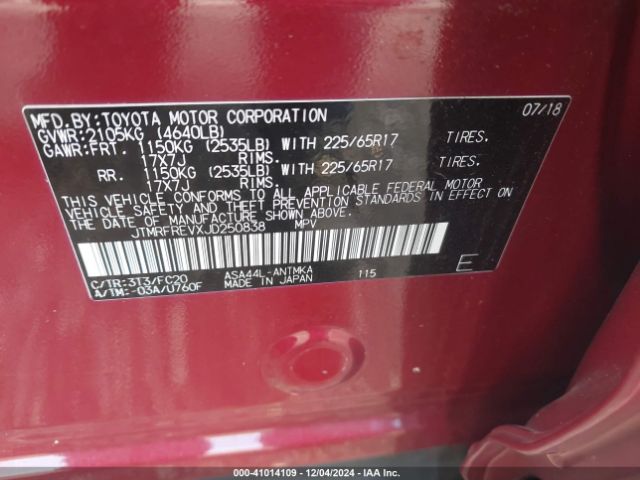 JTMRFREVXJD250838 Toyota Rav4 Adventure/xle
