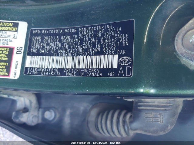 Toyota COROLLA LE 2015 2T1BURHE7FC293914 Image 9