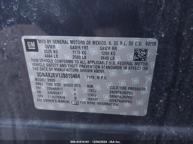 Chevrolet EQUINOX LT 2018 3GNAXJEV1JS610484 Image 9
