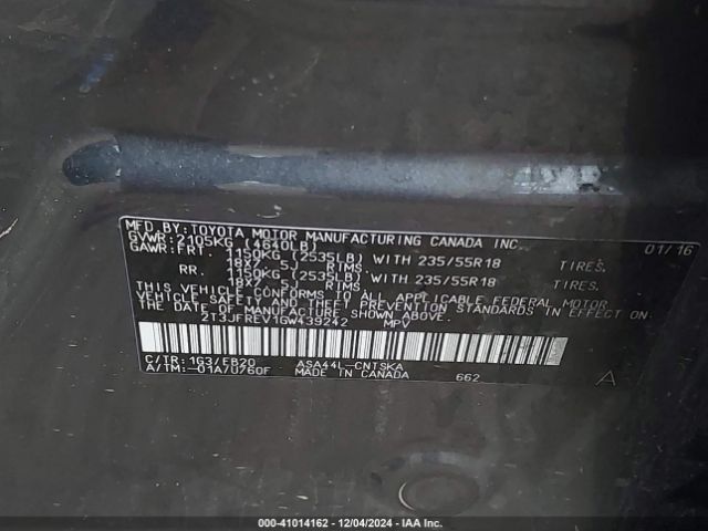 2T3JFREV1GW439242 Toyota RAV4 SE