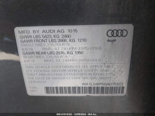 WA1L2AFP5GA075552 Audi Q5 2.0t Premium
