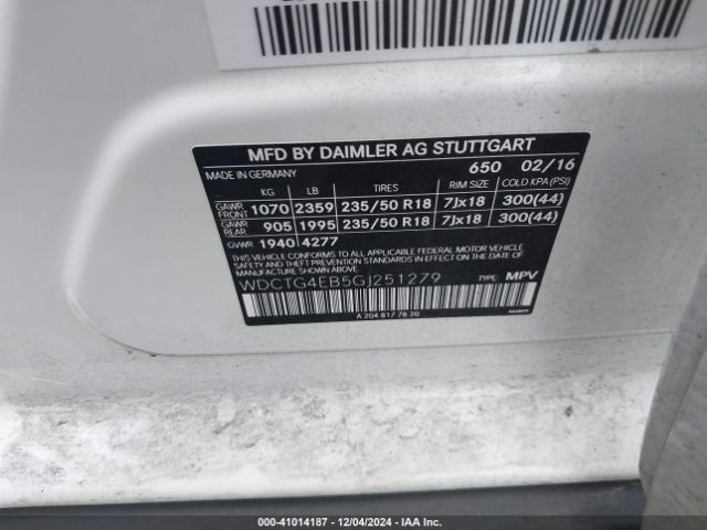 WDCTG4EB5GJ251279 Mercedes-Benz Gla Gla 250