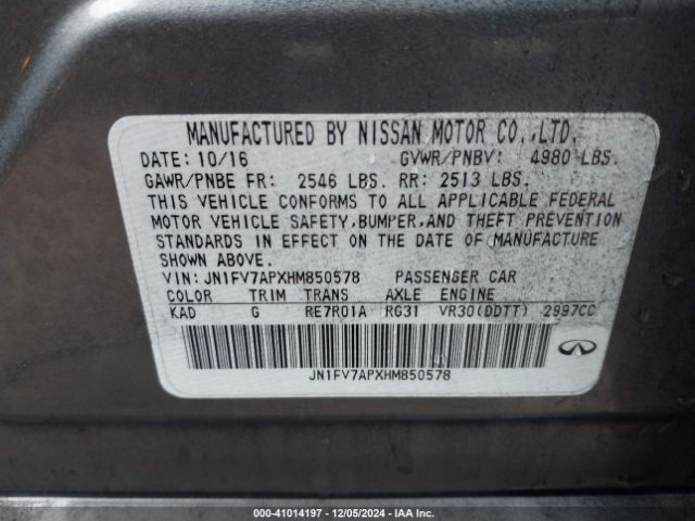 JN1FV7APXHM850578 Infiniti Q50 3.0t Red Sport 400