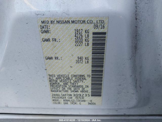 1N4AL3AP7HN309235 Nissan Altima 2.5 S