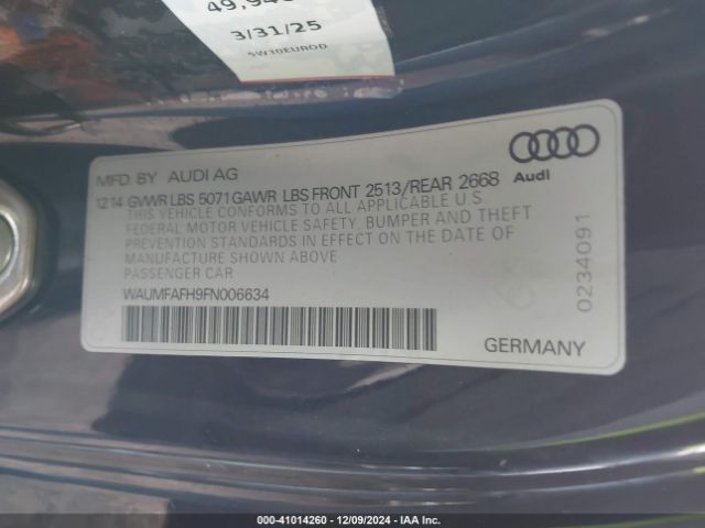 WAUMFAFH9FN006634 Audi A5 2.0t Premium