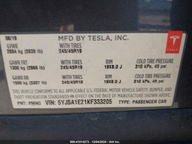 5YJSA1E21KF333205 Tesla Model S 100d/75d/long Range/standard Range
