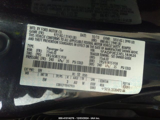 1FADP3E23EL183625 Ford FOCUS S