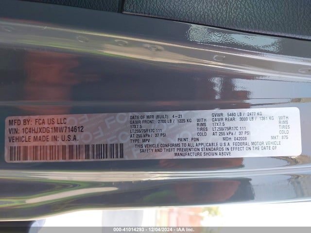 1C4HJXDG1MW714612 Jeep Wrangler Unlimited Willys 4x4