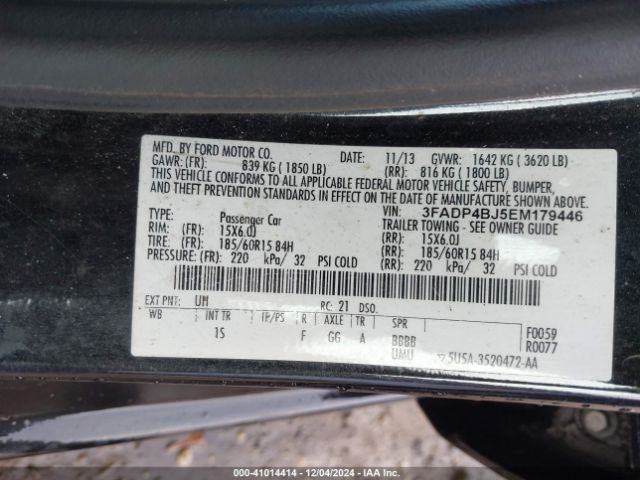 3FADP4BJ5EM179446 Ford FIESTA SE