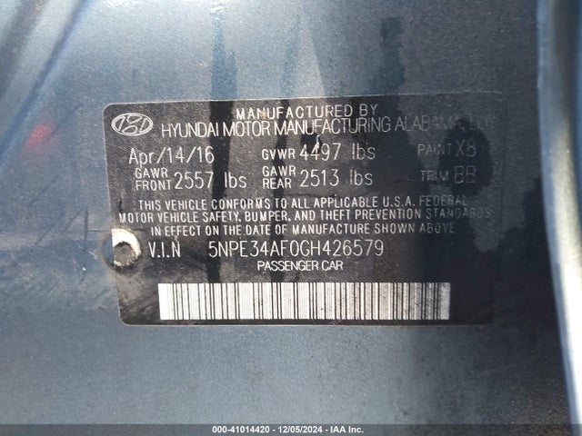 Hyundai Sonata Limited 2016 5NPE34AF0GH426579 Image 9