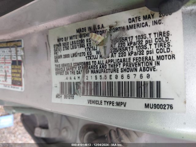 2005 MITSUBISHI ENDEAVOR 4A4MM21S55E066760 Photo 8